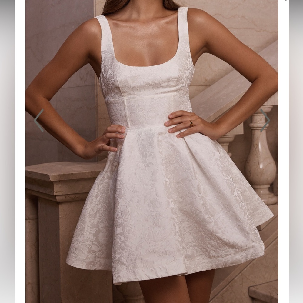 Showpo Stephane White Fit and Flare Corset Mini Dress